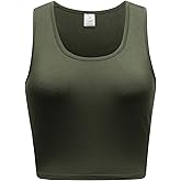 OThread & Co. Women's Basic Crop Tops Stretchy Casual Scoop Neck Sleeveless Crop Tank Top
