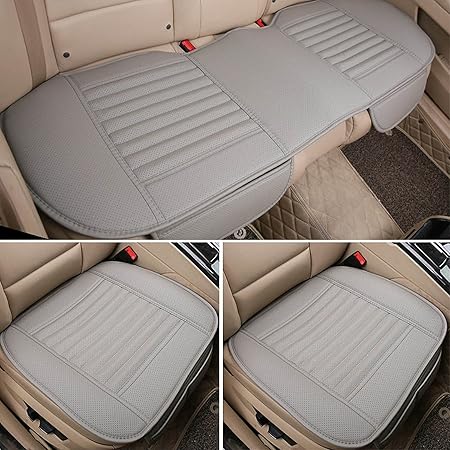 Amazon Pdr 車シートカバー 竹炭シートクッション パンチングレザー 座布団 座席シート 3枚組 グレー シートクッション 車 バイク