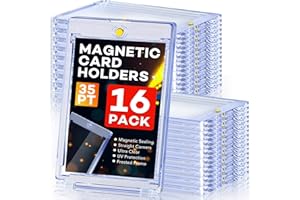 ZENOWICK 16ct Magnetic Card Holders, 35pt One Touch Card Holder, U-V Protection Hard Plastic Case for Trading Cards, Display Case for Sports, Baseball, Football, Game Cards