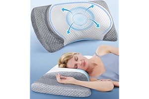 RISRON Ultra Comfort Cervical Neck Pillow for Pain Relief, Adjustable Side Sleeper Pillow Fit Shoulder Perfectly, Odorless Ergonomic Memory Foam Pillow w/Armrest Area, Bed Pillows for Back Stomach Sleeping