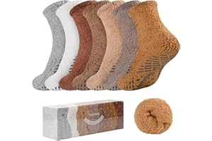 Bulinlulu Fuzzy Socks with Grips Plush Sleep Cozy Winter Soft Hospital Fluffy Socks Gifts for Womens Mens Gifts