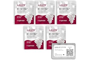 Lalvin K1-V1116 Wine Yeast (5 Pack) - Make Wine Cider Mead Kombucha At Home - 5 g Sachets - Saccharomyces cerevisiae - Sold by CAPYBARA Distributors Inc.
