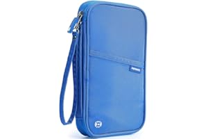 VanFn RFID Travel Passport Wallet, Family Passport Holder, Trip Document Organizer P.Travel Series (Nylon - Blue)