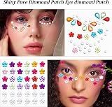 Leikedun 10 Sheets Face Gems Glitter Festival Self-Adhesive Rhinestones Eye view 4