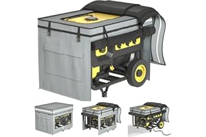 AKKKAN Generator Covers While Running,38"L x 28"W x 27"H Heavy Duty Waterproof Generator Covers for Outside,With Tool Bag And Visual Operation Window,Suitable for Most 10000+Watt Frame Generator（Gray）