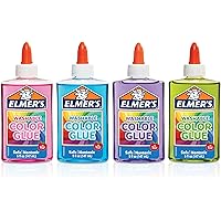 Elmer's Washable Translucent Color Glue, Great For Making Slime, Assorted Colors, 5 Ounces Each, 4 Count, 5 Oz., Standard Pac