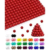 FIVEIZERO 180pcs Small Silicone Beads - 9mm Rubber Round Beads, Scarlet Red, Bulk for DIY & Keychain Accessories