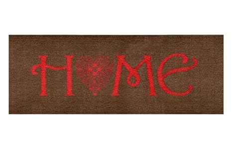LifeStyle-Mat Designer Fussmatte Willkommen – Fussmatten Rutschfest und waschbar – Schmutzfangmatte/Fussabstreifer – ROT BRAU