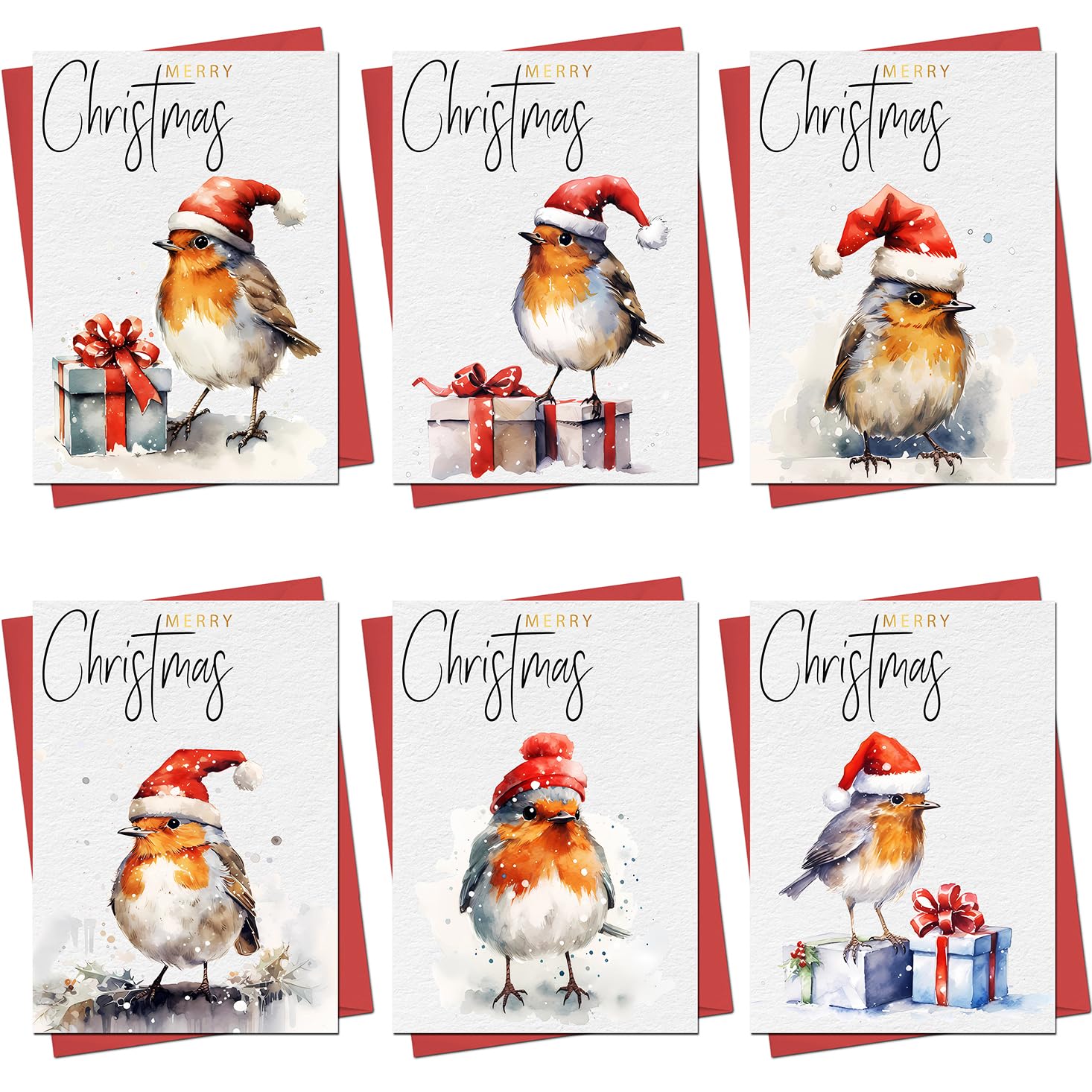 Christmas Cards Boxed Christmas Cards Pack of 30 Multipack Thick Xmas Cards Beautiful Robin Designs For Friends Family With Red Envelopes