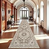 Washable Oriental Hallway Runner Rug - 3x20 Rugs for Living Room Soft Carpet for Bedroom Kitchen Waterproof Floral Distressed Indoor Stain Resistant Non-Shedding Floor Carpets (Beige, 3X20)