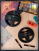 Orzly Steering Wheels Compatible with Nintendo Switch 2 Twin Pack Black view 9