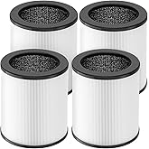 KJ80 Replacement Filter Compatible with Druiap KJ80 Air Purifier, 360° Rotating 3-in-1 Filter, Activated Carbon and Pre-filter, 4 Pack(Not for KJ150 & Happi KJ80)