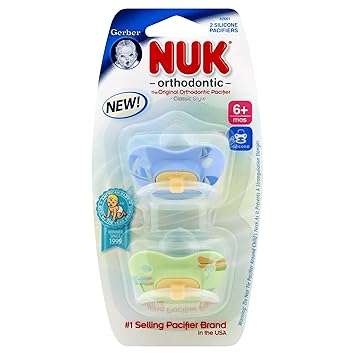 Amazon.com: NUK 2 unidades Diseñador Pull sin BPA Chupete de silicona, baglet, tamaño 2, Los colores pueden variar: Baby