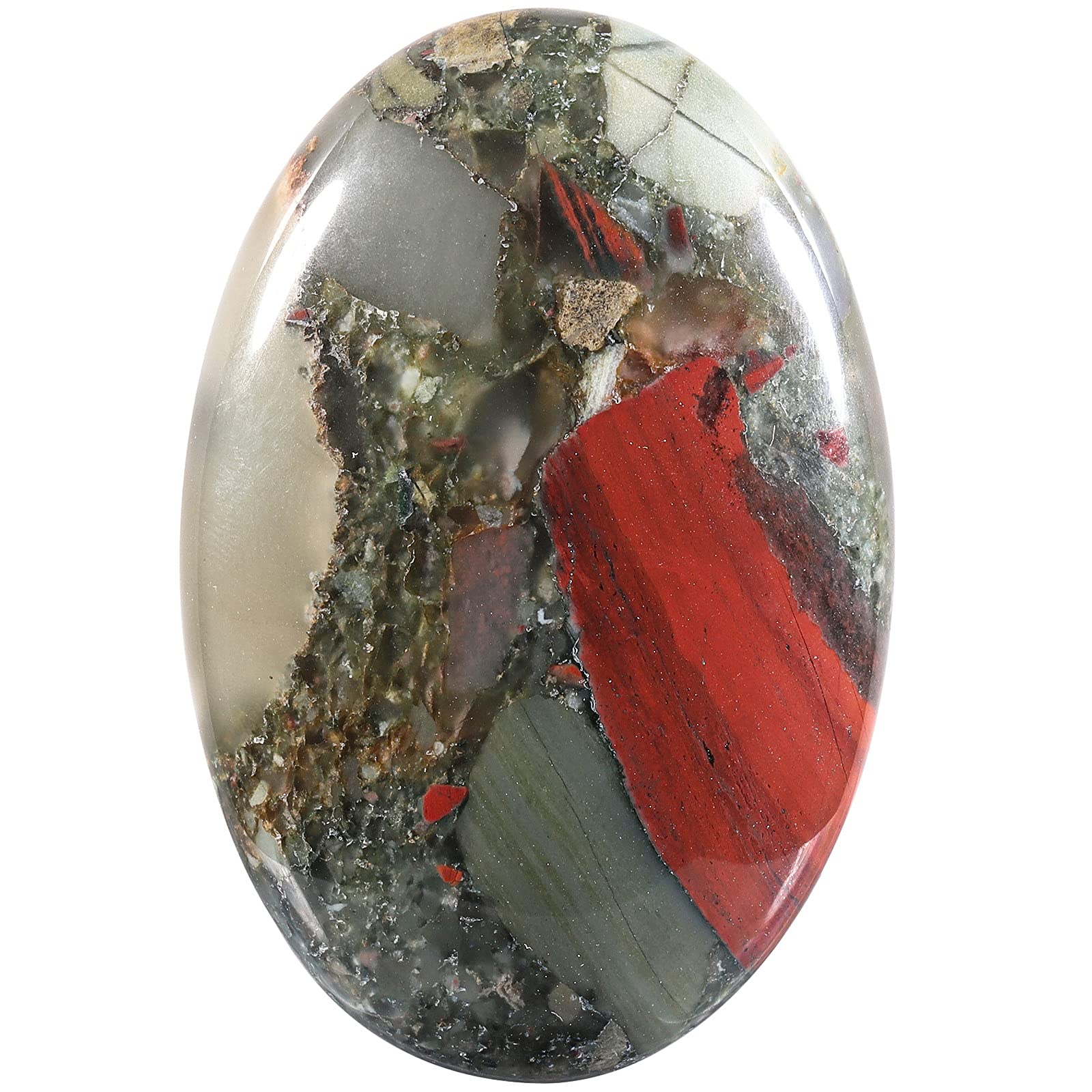 mookaitedecor 1Pc Oval Africa Bloodstone Palm Worry Stone, Natural Polished Energy Pocket Stone for Massage Meditation Stress Relief