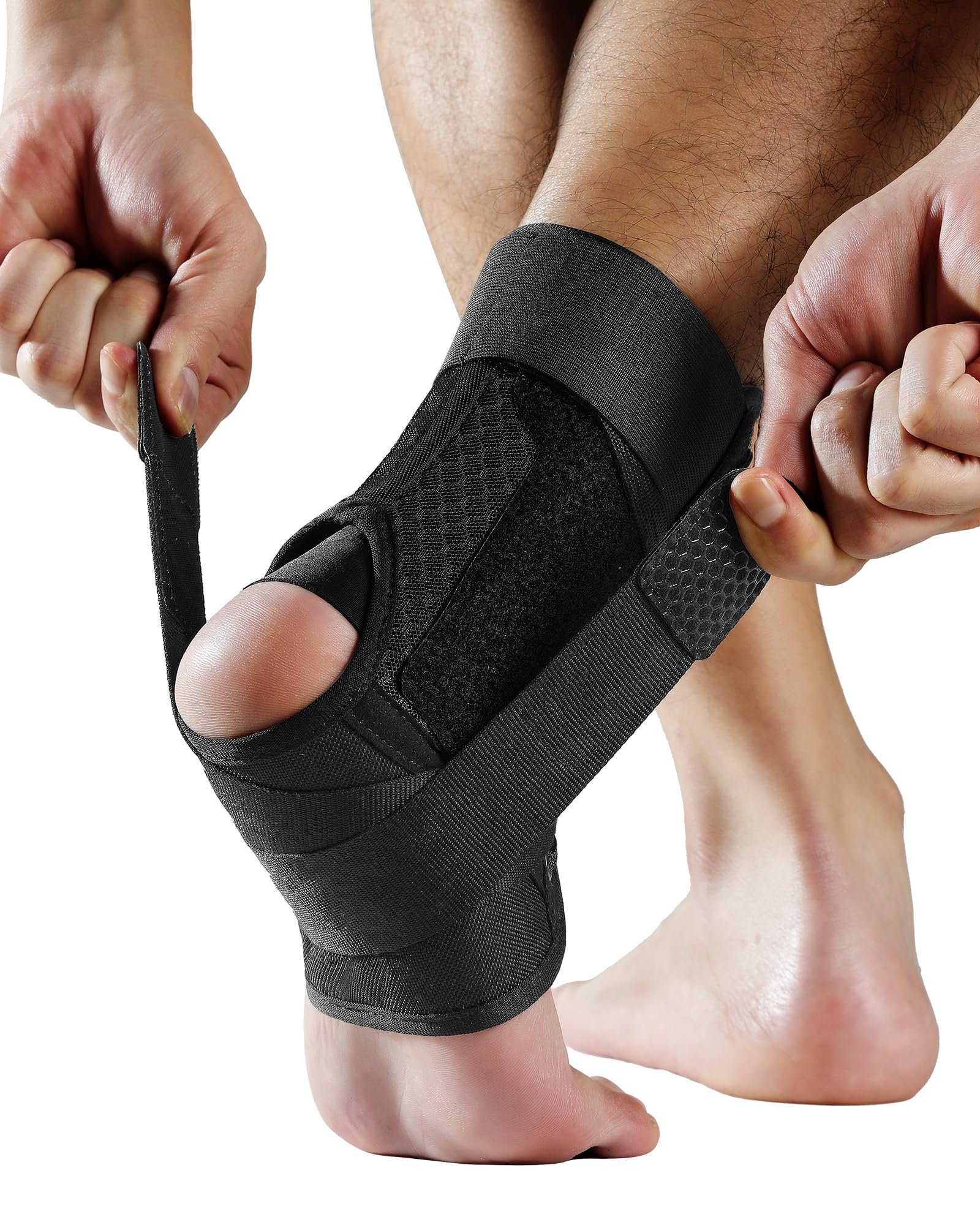 Fitomo Ankle Support for Sprained Ankle, Ligament damage, Weak Ankle, Ankle Brace for Men and Women with Removable Stabilizers for Injury Prevention and Recovery, Suitable for Wearing in Shoes