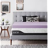 LUCID 4 Inch Lavender Infused Memory Foam Mattress Topper - Ventilated Design - California King Size