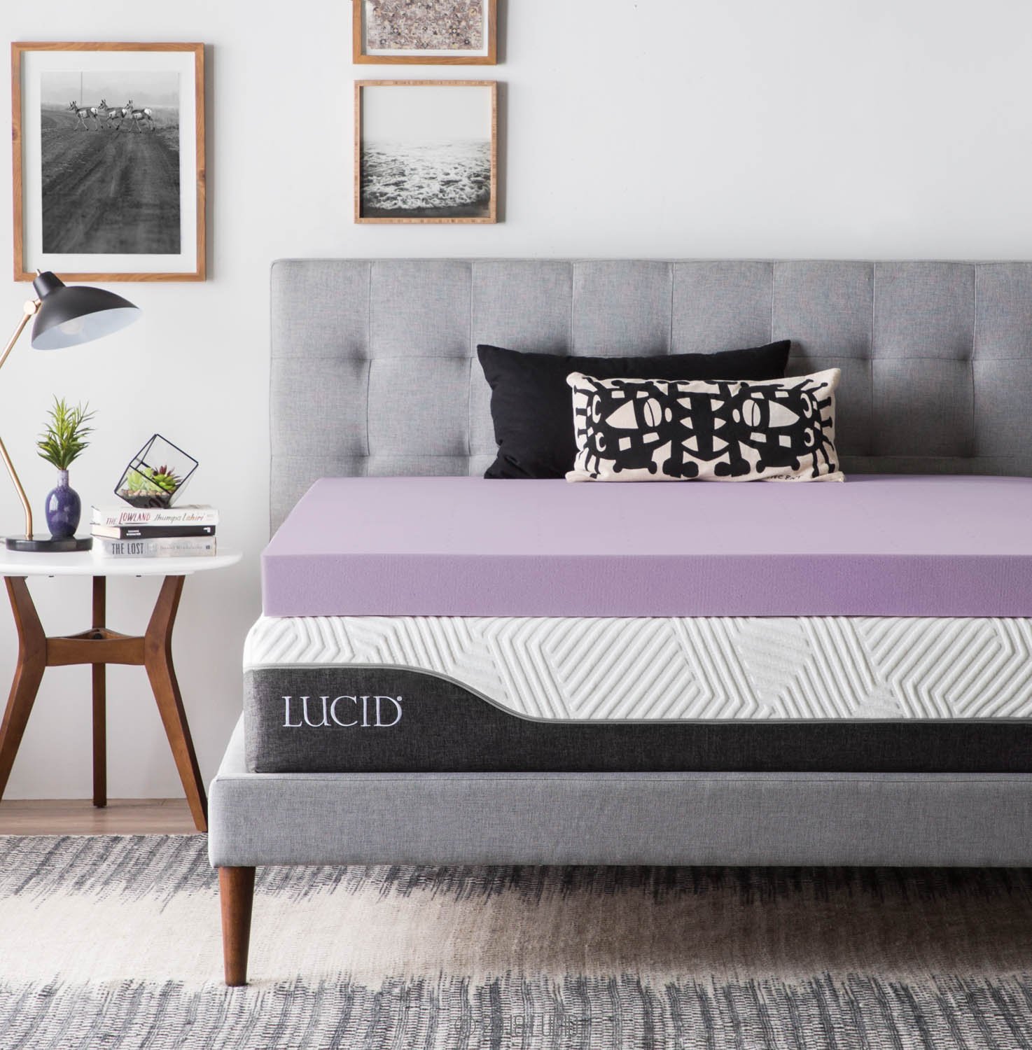 LUCID Ventilated Design 4 Inch Lavender Infused Memory Foam Mattress Topper, Full