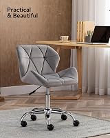 HNNHOME Modern Eris Padded Swivel Fabric Office Chair Grey Velvet view 8