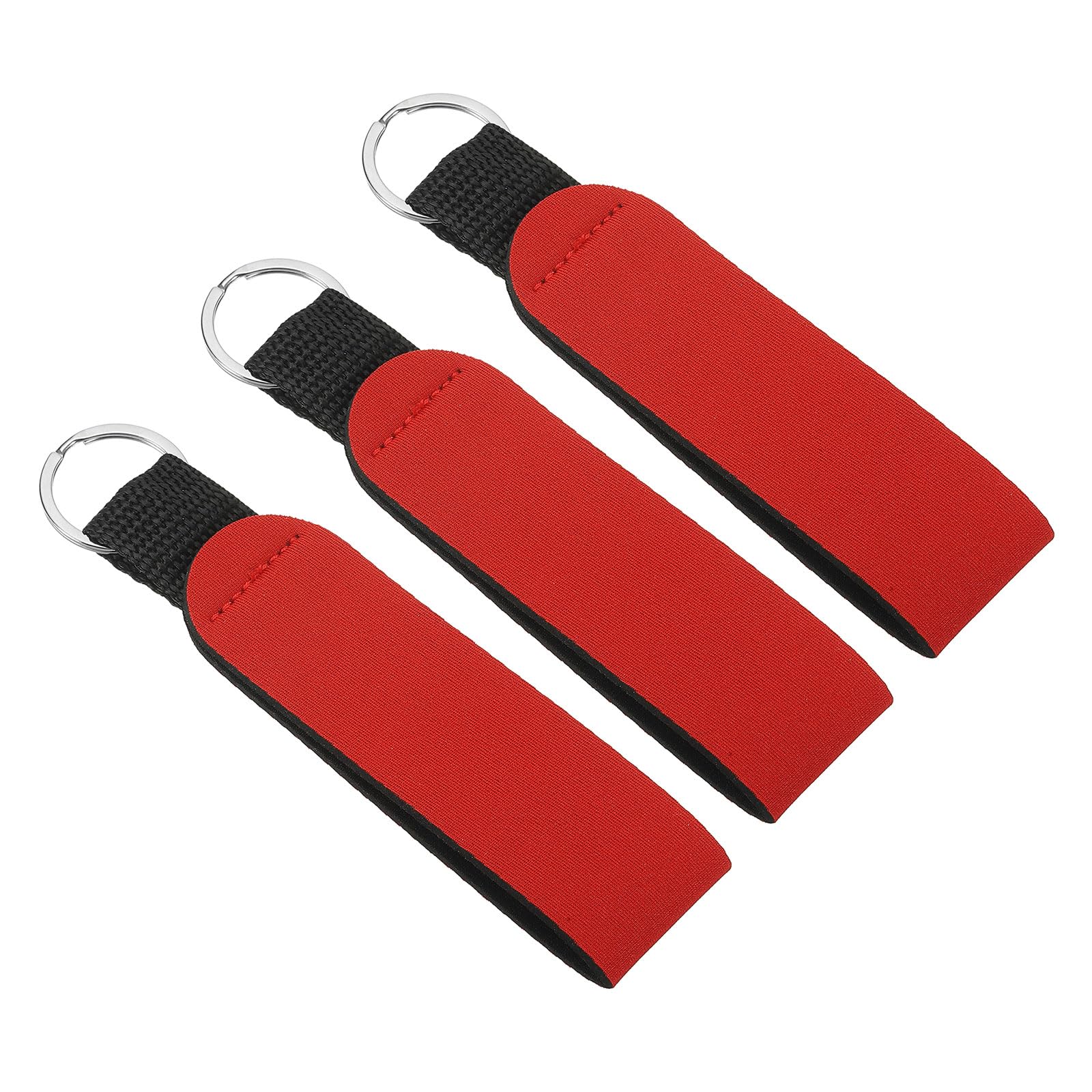 PATIKIL Floating Neoprene Keychain, 3 Pcs Waterproof Buoyant Key Ring Sublimation Float Keychain for Outdoor Water Sports, Red