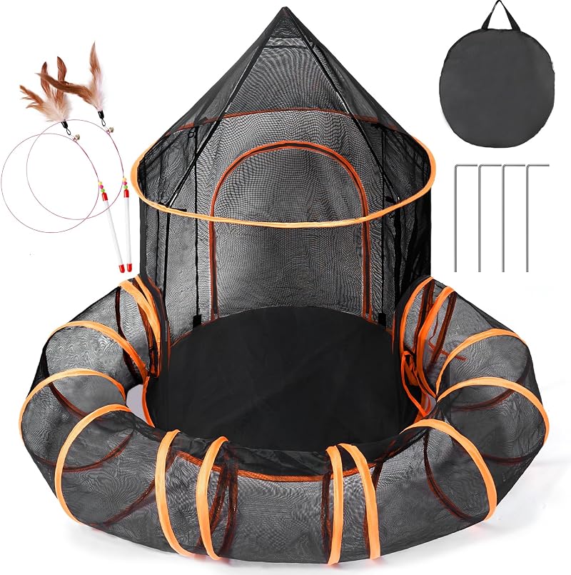 Odoland Outdoor Cat Tent Tunnel Large Foldable Enclosure Playpen