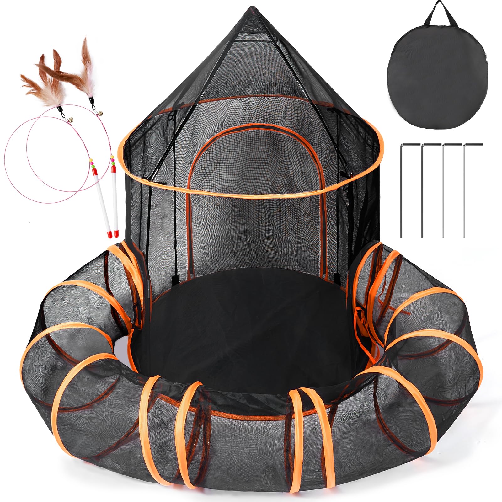 Odoland Outdoor Cat Tent Tunnel Large, Foldable Cat Enclosure Play Tunnel Dog Playpens, Portable Small Animal Playpen for Kitten, Puppy, Rabbit