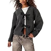 Majdan Women's Bow Tie Front Sherpa Cardigan Fleece Jacket Long Sleeve Winter Coat Outwear with Pockets