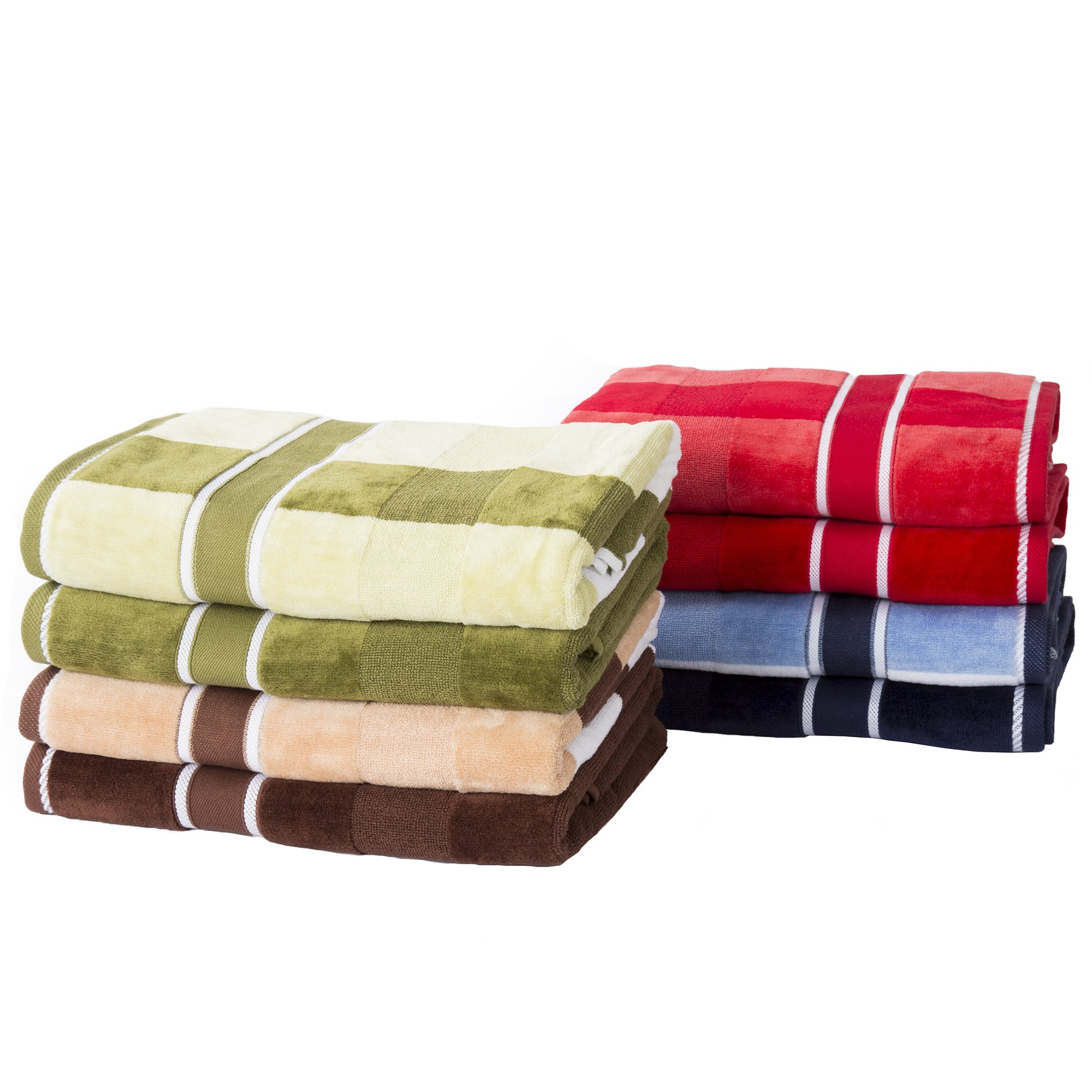 Lavish Home 100% Cotton Oakville Velour 6 Piece Towel Set-Red