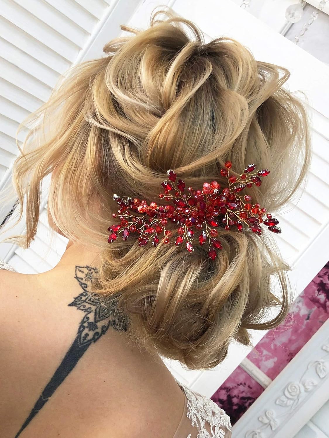 Wedding hair pieces red Clearance