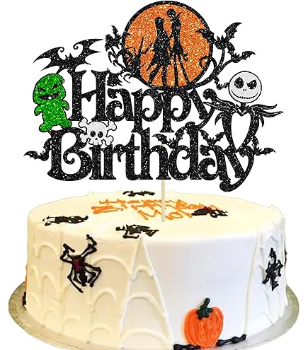 Halloween Birthday Cake Topper Jack And Sally Pumpkin Decor - View #12