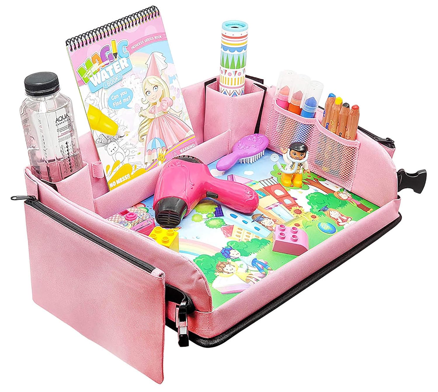 Download Accessories Kids Car Seat Travel Tray Blue Bonus Water Coloring Book Bonus Car Headrest Tablet Holder Activity Stroller Lap Tray Baby