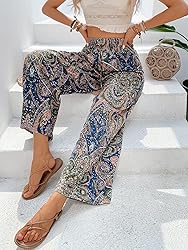 OYOANGLE Women's Boho Paisley Print High Elastic