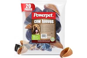 Powerpet 100% Natural Cow Hooves for Dogs – Durable Chews & Dental Treats for All Dog Breeds & Sizes, Helps Reduce Tartar & Boredom, Large Hoofs for Chewing, Supports Clean Teeth & Gums, 20 Pack