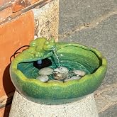 Ceramic Solar Fountain Outdoor with Battery Backup,Fountain Bird Bath | Small Solar Water Fountain, Bird Bath for Garden, Patio &amp; Yard Decor,Working at Night for at Least 6 Hours (Frog)