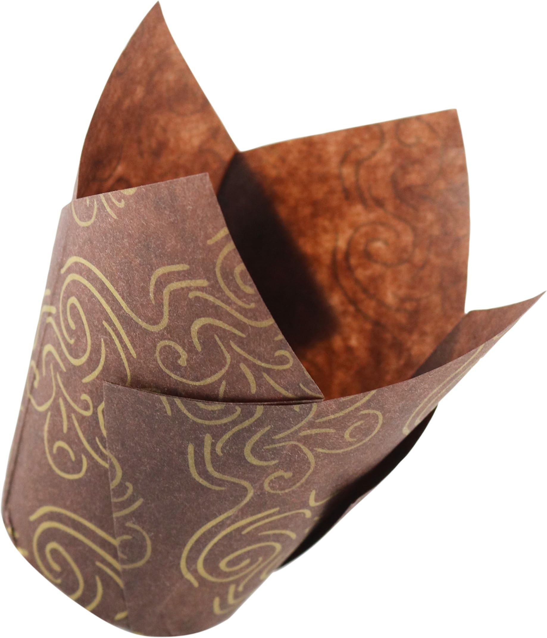 Tulip Liners for Muffins or Cupcakes - Brown and Gold - Large - 120 Pieces per Box. Perfect for Standard Size