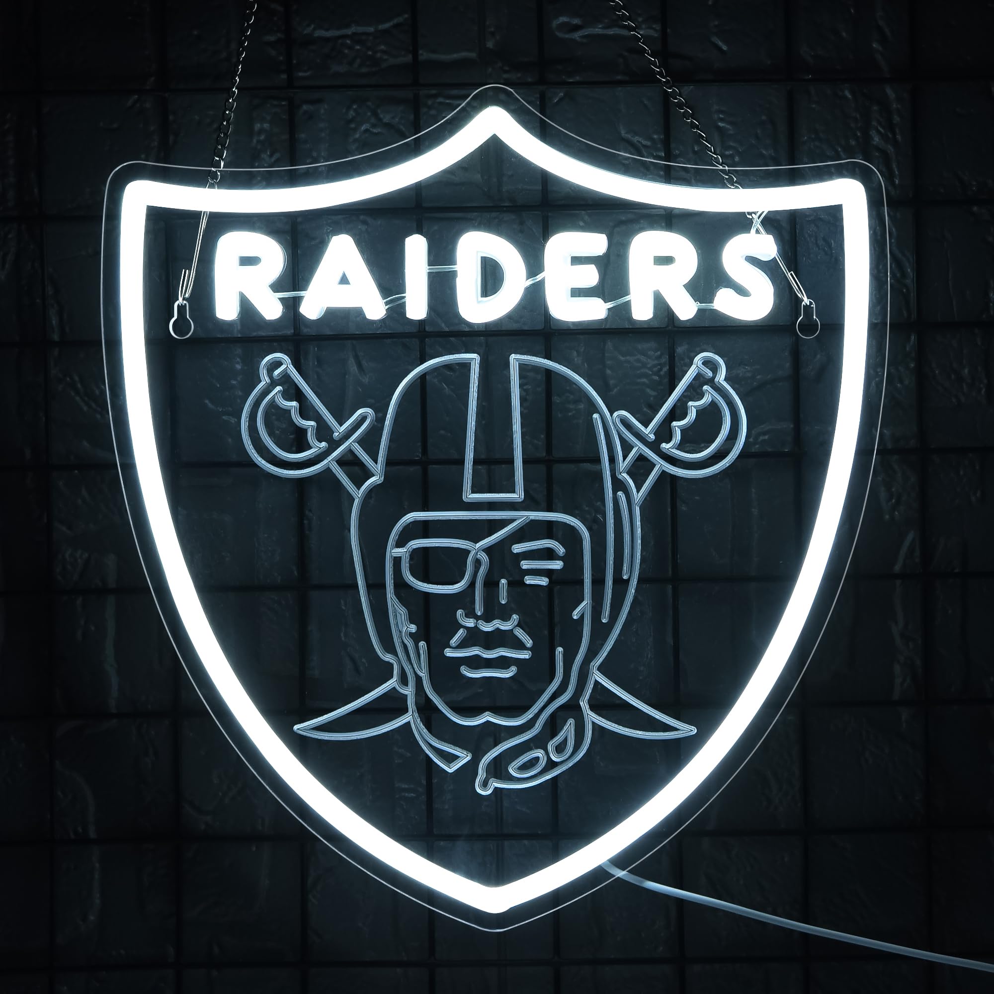 Photo 1 of Football Neon Sign for Wall Decor Raidr Football Team Logo Neon Light Sports LED Decor Football Neon Sign for Man Cave,Boy's Bedroom,Club,Party,Gifts for Man,Teen Boys,Fans,Size 13.0 * 12.1in(FMXD251)