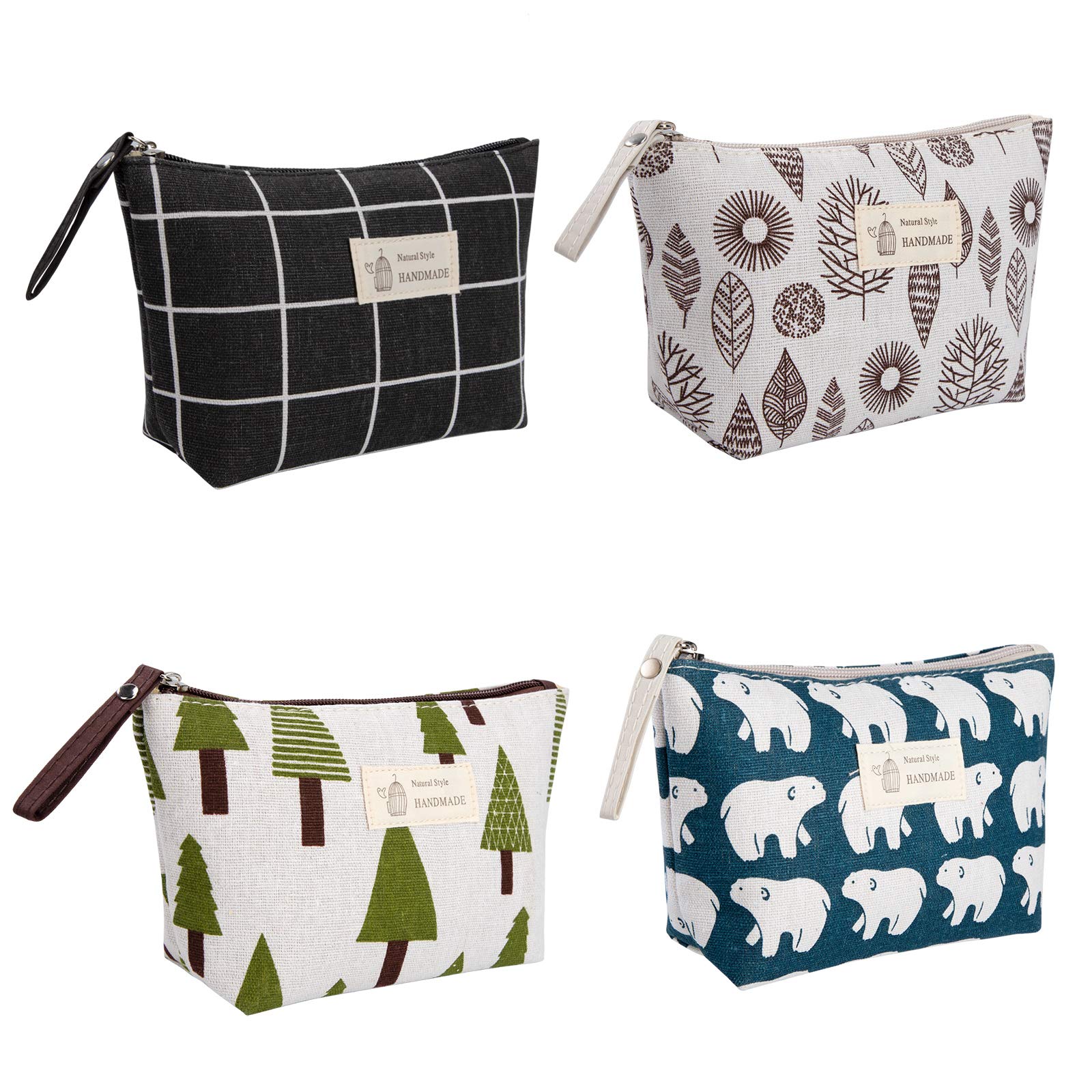 4 Pcs Multifunctional Canvas Makeup Bag Travel Makeup Bag Makeup Bag Travel Coin Bag