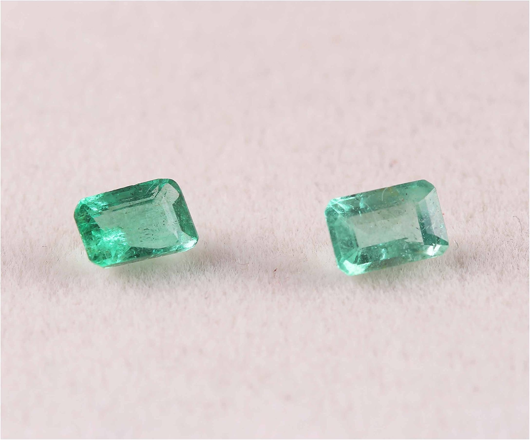 K B NARNOLISON Natrual Zambian Green Emerald Cut Shaped 1 Piece 6X4 mm Loose Gemstones