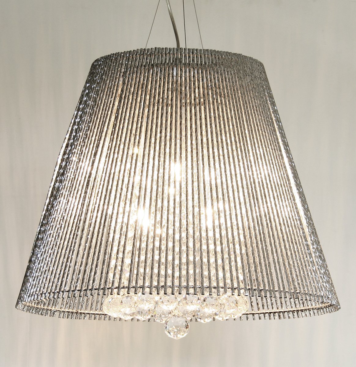 Febland Large Conical Tube Chandelier, Chrome, Silver