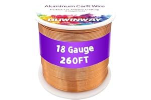 OUWINWAY 18Gauge Copper Aluminum Crafts Wire 260FT, for Jewelry Crafting, Gemstone Metal Coiling, Sculpting, Armature, Jewelry Making Beading Floral Soft DIY Metal Craft Art Wires Colored and Soft