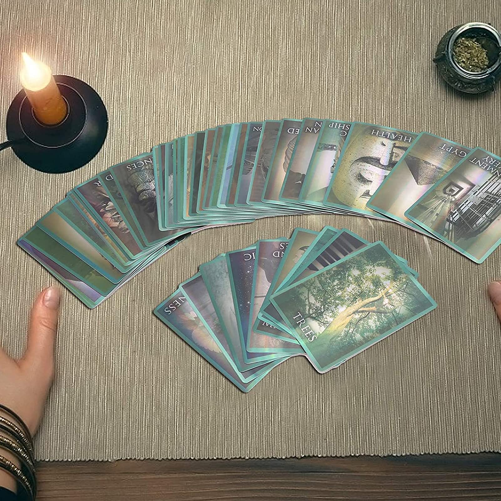 Yitengteng 44 PcsTarot Cards,Hologram Paper Divination Card, English Version Fortune Telling Game Cards Fate Divination Card Board Game Toy for Fortune Tellers Psychics Prediction