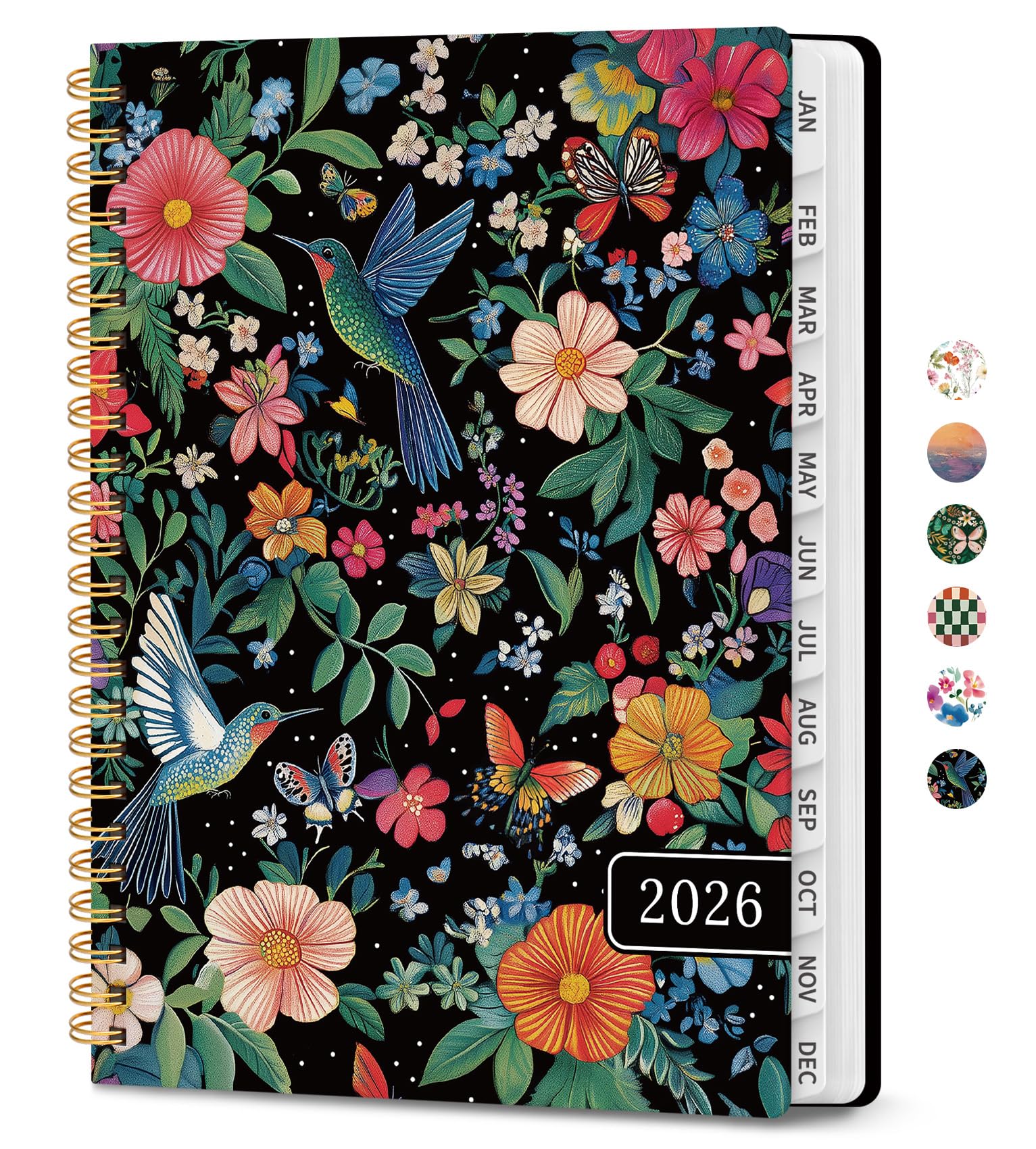 Photo 1 of 2026 Planner, Weekly and Monthly Calendar Planner for Women, Jan 2026 - Dec 2026, Hardcover Planning Agenda book with Tabs, Spiral Bound, Inner Pocket, Perfect for School Office Supplies, 6.3" x 8.5" - Hummingbird