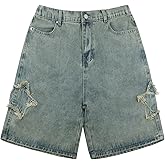 Womens Jean Shorts Womens Star High Waisted Cargo Denim Shorts for Women Trendy