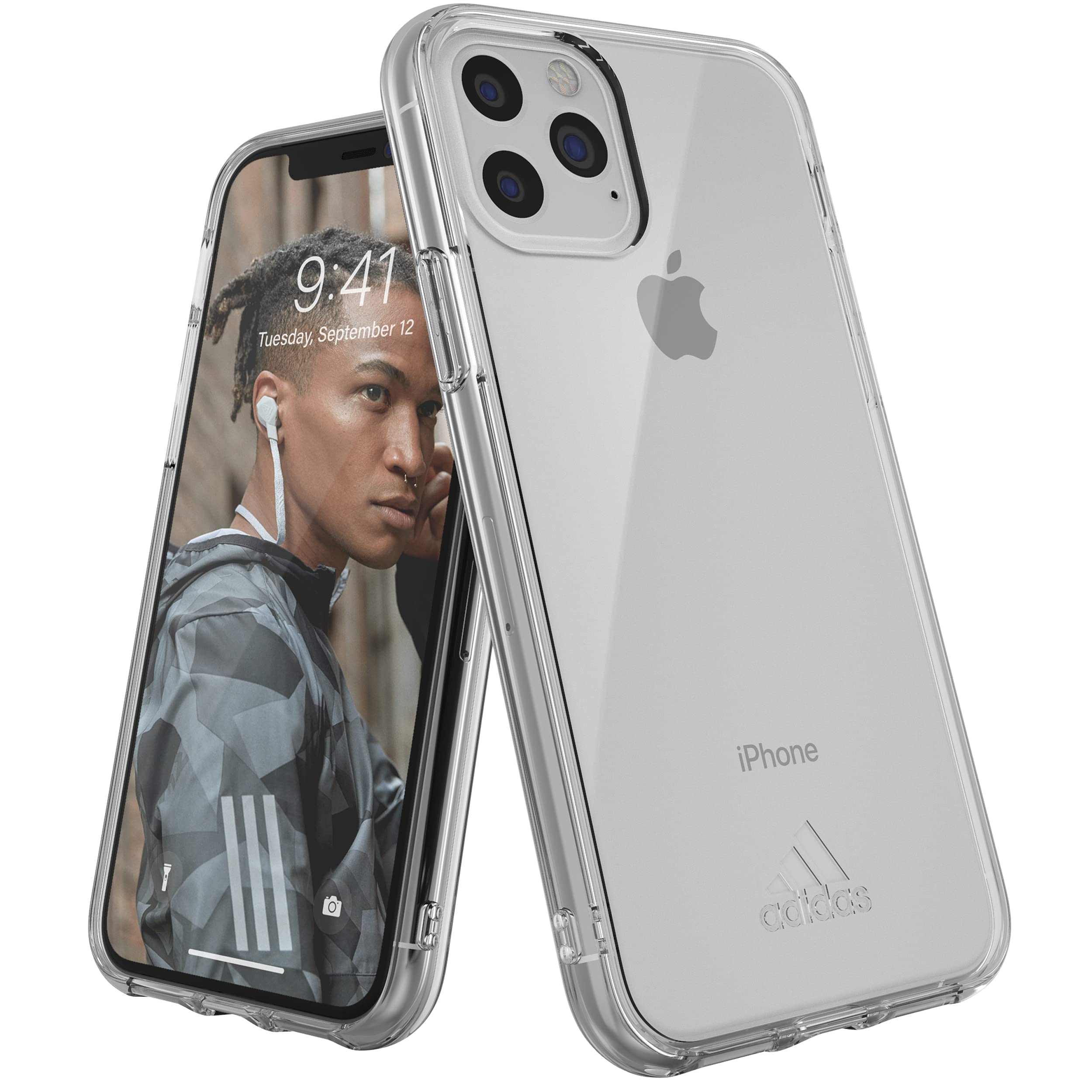 adidas Sports Compatible with iPhone 11 Pro Case, Small Logo Print Clear Mobile Phone Protective Case – Transparent