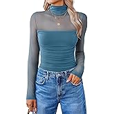 Avidlove Women Long Sleeve Bodysuit Turtle Neck Shapewear Body Suits Mesh One Piece Leotard Shirt Going Out Tops Fall Outfits