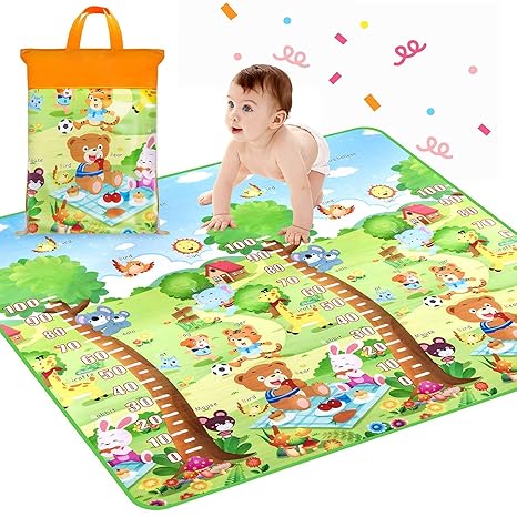 Volbit Baby Play Mat Crawling Mat Waterproof Dual Side Big Soft Gym Mats Ideal Gift for Baby Baby Gift -Large Size - 6 X 4 ft, Multicolour) Alphabet- Crawl Floor Mats for Kids Picnic School Home -Storage Bag included