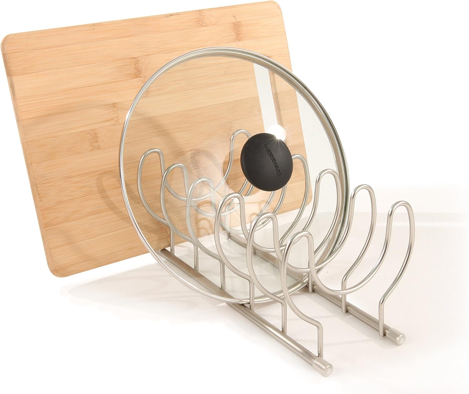 Spectrum Diversified Euro Kitchen Lid Organizer for Plates, Cutting Boards Bakeware, Cooling Racks, Pots & Pans, Serving Trays, and Reusable Containers, Satin Nickel: Home & Kitchen