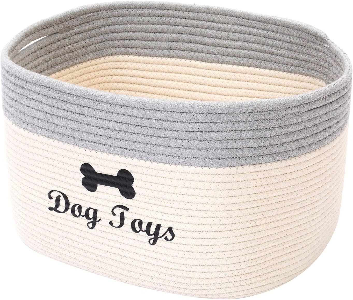 Pet Supplies Geyecete Cotton Rope Dog Toy Basket with Handle for Toy Storage Blanket Storage