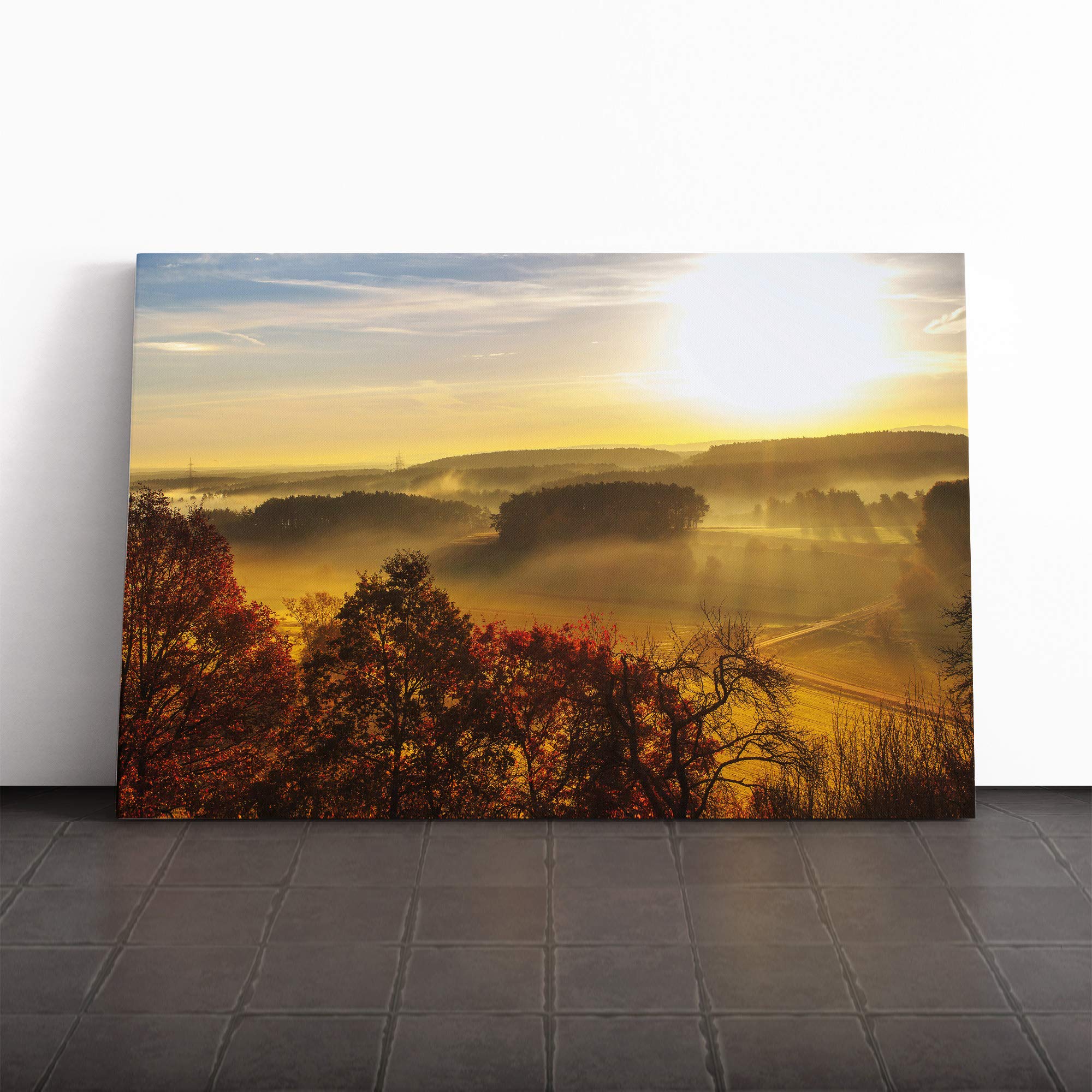 Beautiful Sunrise Landscape (5) Canvas Print | Gallery Wrapped 30mm Frame Wall Art | 20x14 inches | Ready to Hang | Modern Landscape Picture | Living Room Bedroom Lounge Office