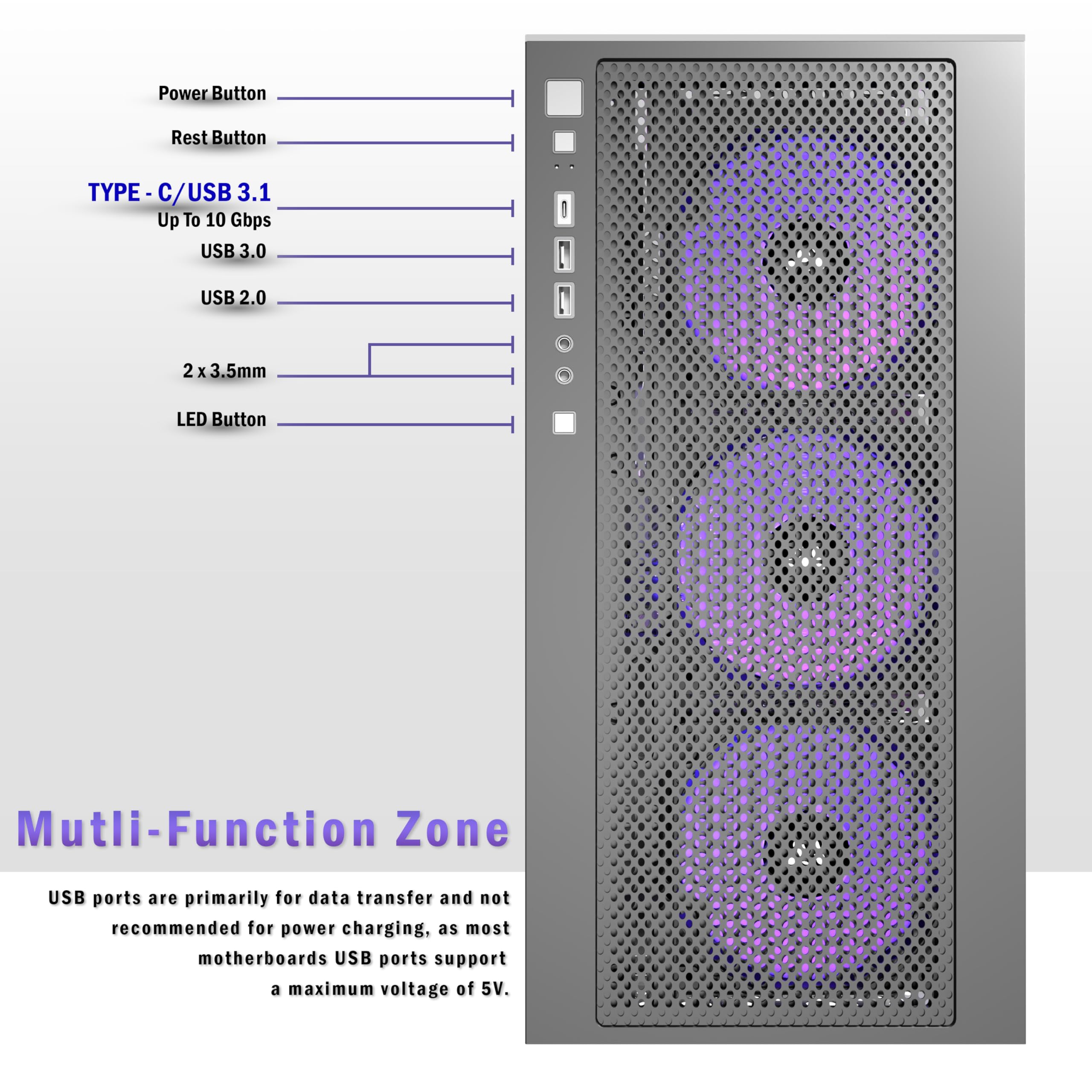 Mua KEDIERS PC CASE ATX 4 Fans Pre-Installed, Type-C Mid Tower Computer ...