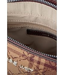 Nine West Merrylou Dome Satchel Mocha Logo Multi